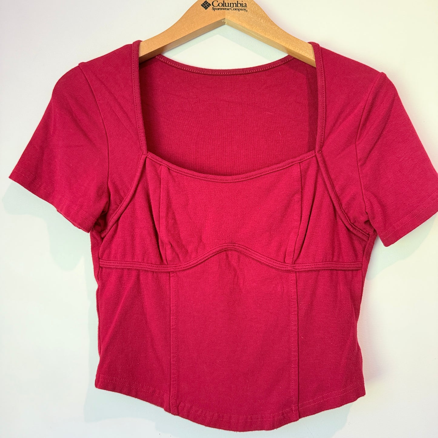 BSeven Ribbed Square Neck Crop Top - U/Arm to U/Arm 35cm