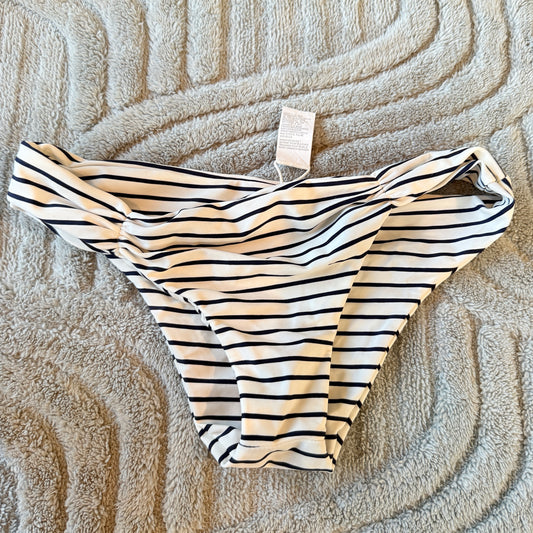 Monday Swimwear Size S Ivory & Black Striped Bikini Bottoms