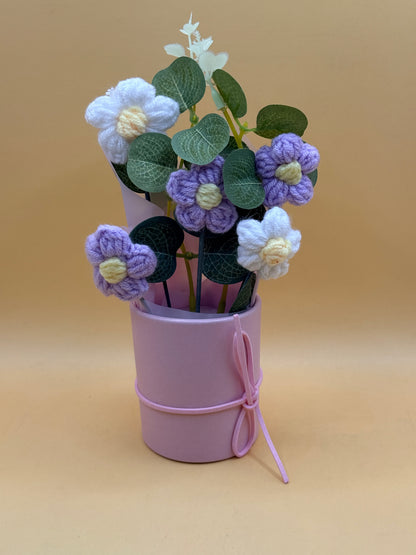 Handmade Crochet Flower Bouquet in Gift Box Decorative Faux Flowers