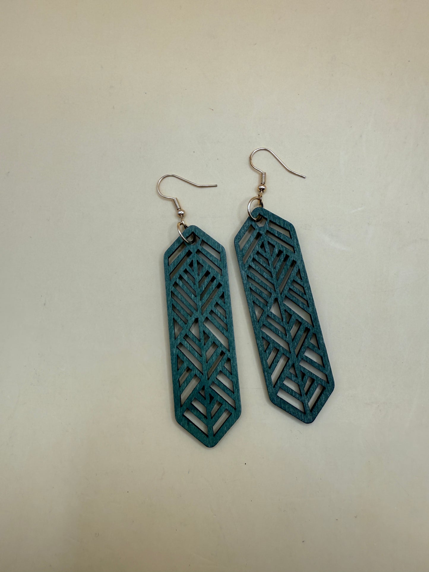 Leaf Pattern Wooden Drop Earrings Lightweight Statement Earrings