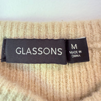 Glassons Size M Beige Knitted V-Neck Crop Top
