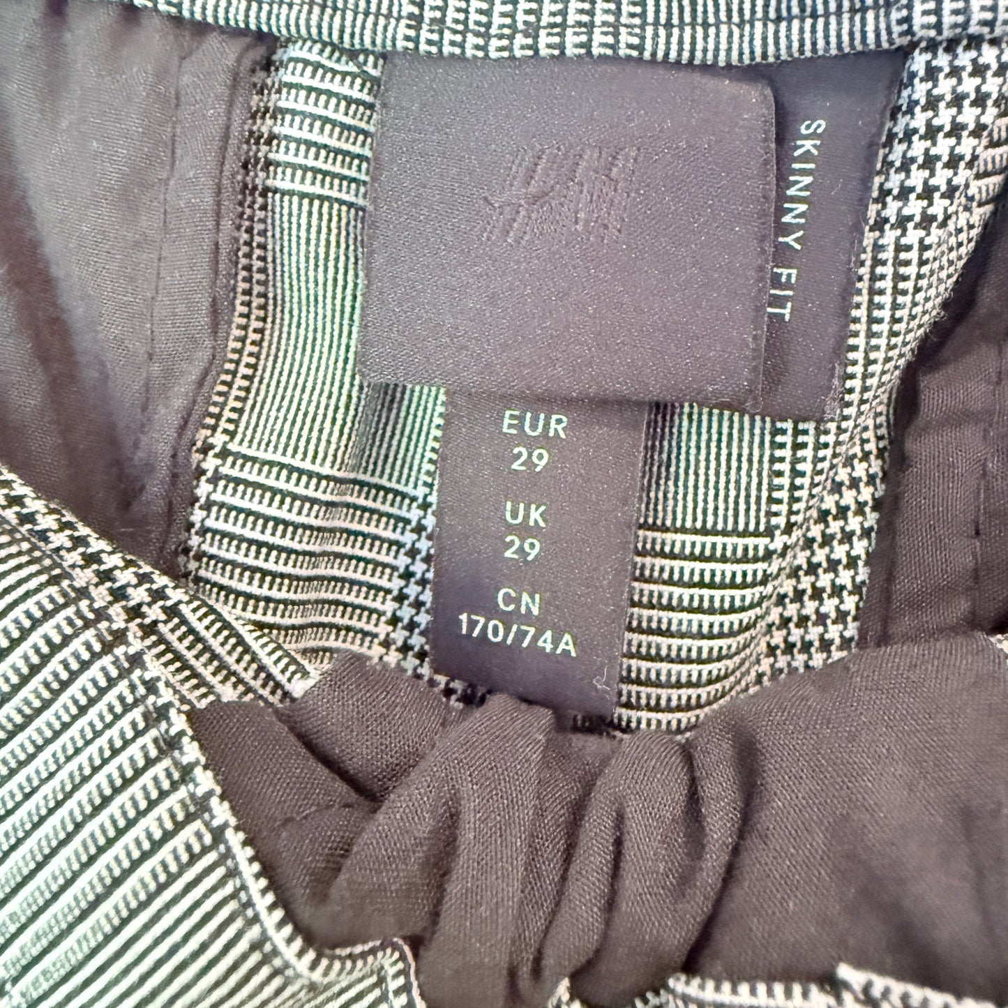 H&M Size 29 Houndstooth Side Stripe Skinny Fit Trousers