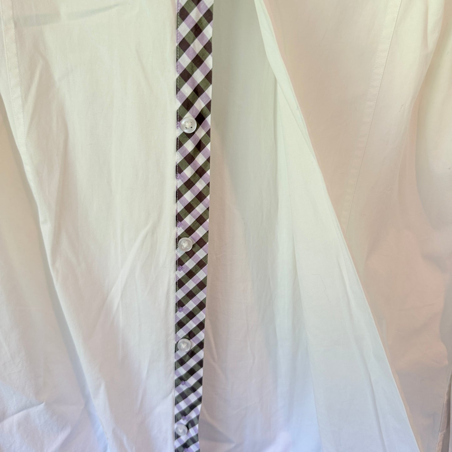 Raoul Size 16/41 X-Slim Fit White Dress Shirt Gingham Check Trim