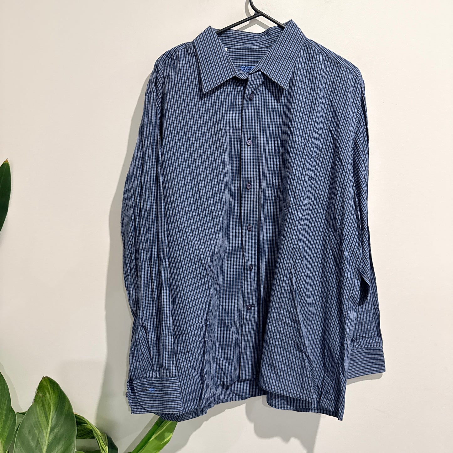 Raymond Check Button-Up Shirt Blue - 44