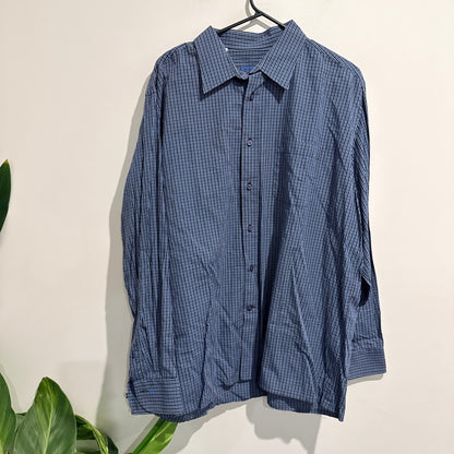 Raymond Check Button-Up Shirt Blue - 44