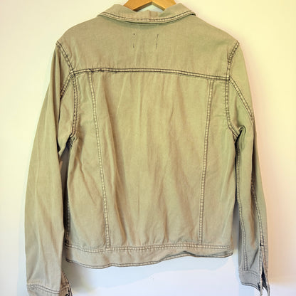 Cotton On 91 Denim Size S/P Tan Denim Jacket Zipper Chest Pocket