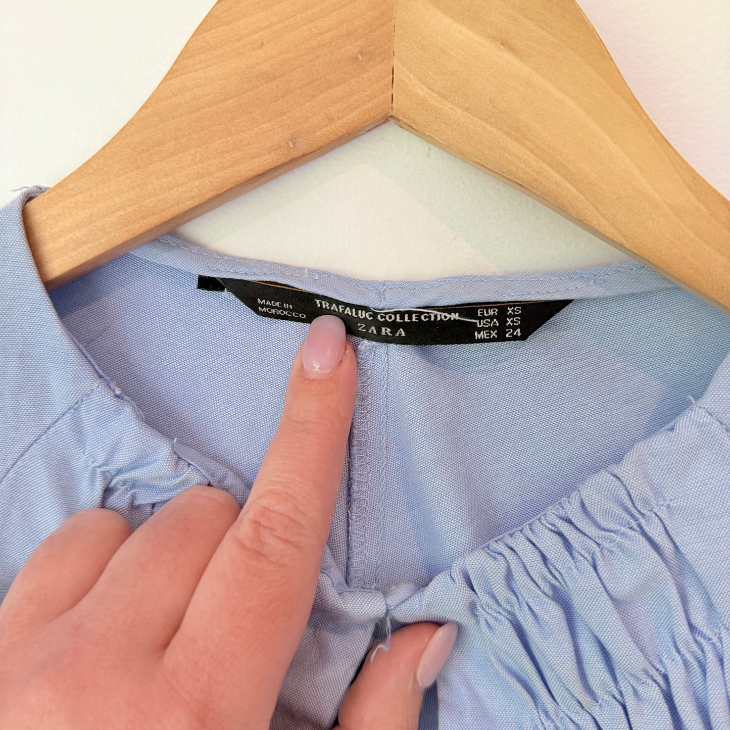 Zara Trafaluc Size XS Light Blue Cold-Shoulder Blouse