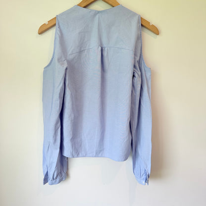 Zara Trafaluc Size XS Light Blue Cold-Shoulder Blouse