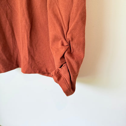 Witchery Size S Rust Square-Neck Puff Sleeve Knotted Top