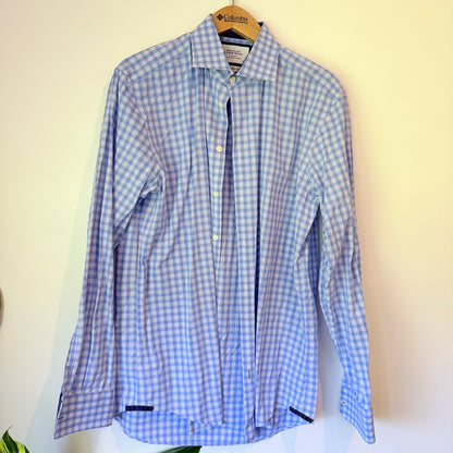 Charles Tyrwhitt Size 16/36 Long-Sleeve Gingham Shirt