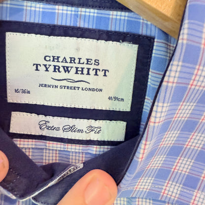 Charles Tyrwhitt Size 16/36 Long-Sleeve Gingham Shirt
