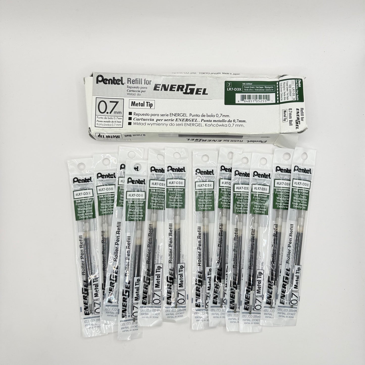 Pentel EnerGel 0.7mm Forest Green Ink Refills (12 Pack)