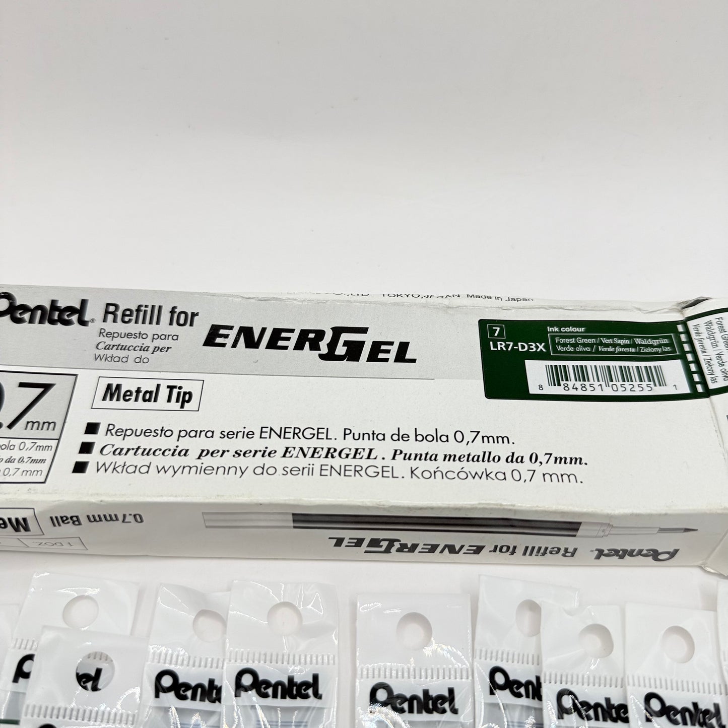 Pentel EnerGel 0.7mm Forest Green Ink Refills (12 Pack)