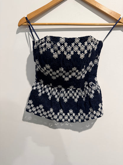 Forever New Size 4 Strapless Embroidered Cottob Top