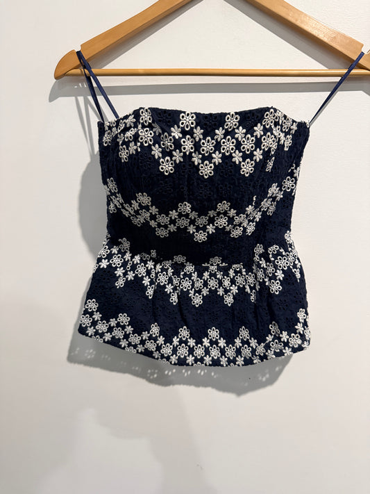 Forever New Size 4 Strapless Embroidered Cottob Top