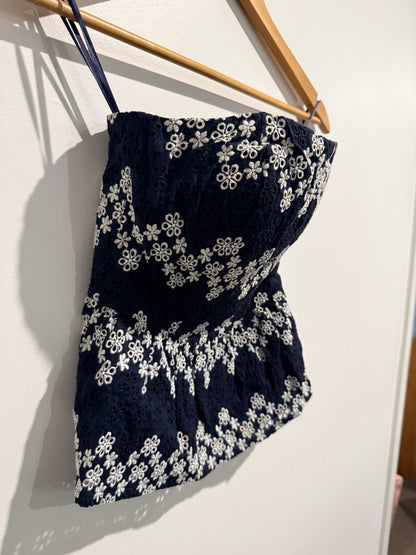 Forever New Size 4 Strapless Embroidered Cottob Top