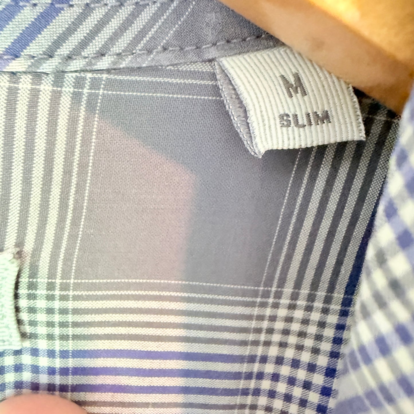 Marcs Size M Grey White Plaid Long-Sleeve Button-Down Shirt