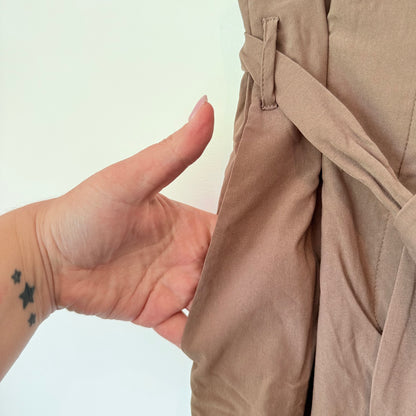 Love Tree Size M Rayon Beige Tie-Waist Pants