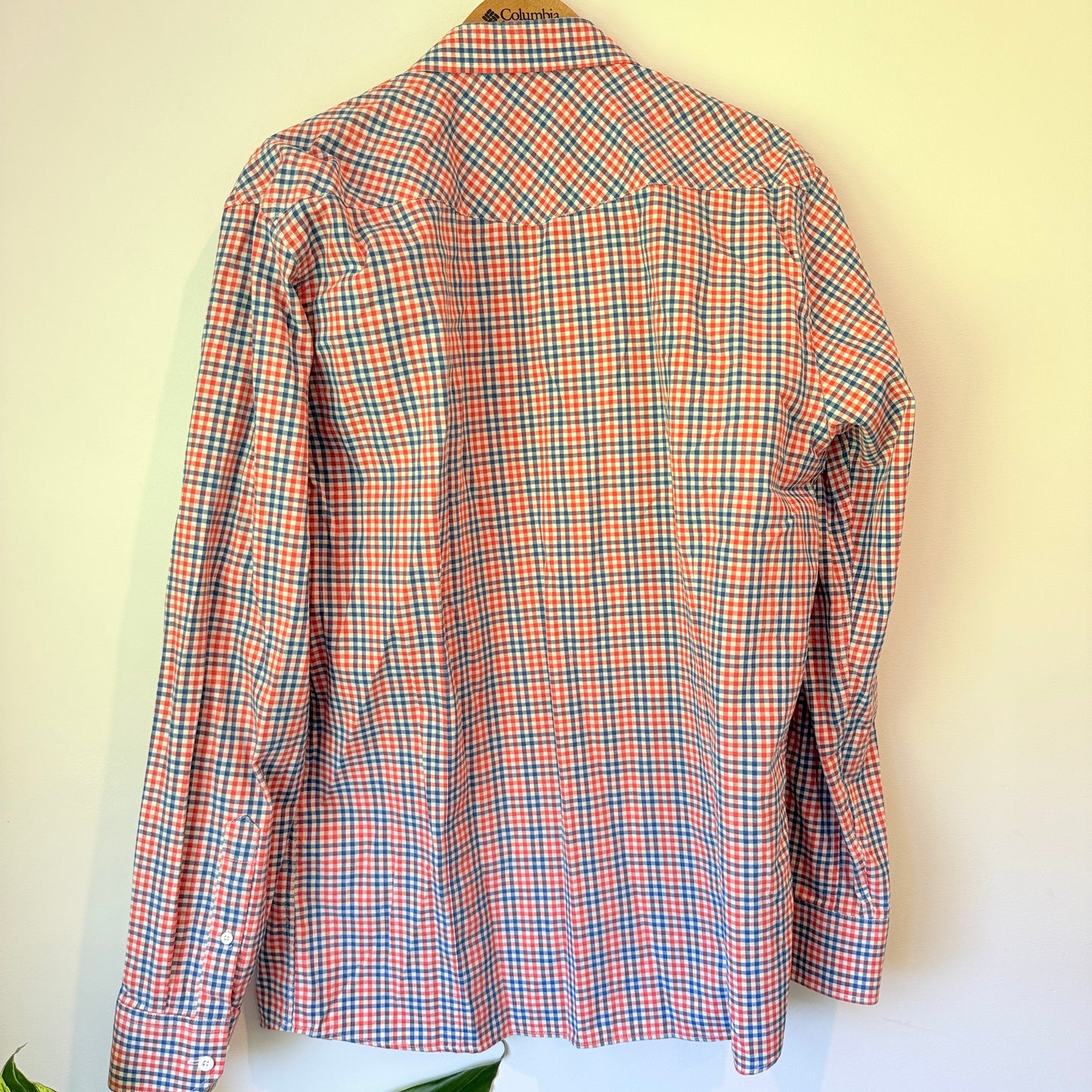 Barkers Size L Long-Sleeve Button-Down Cotton Shirt Red Blue Plaid