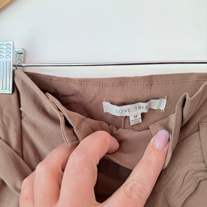 Love Tree Size M Rayon Beige Tie-Waist Pants