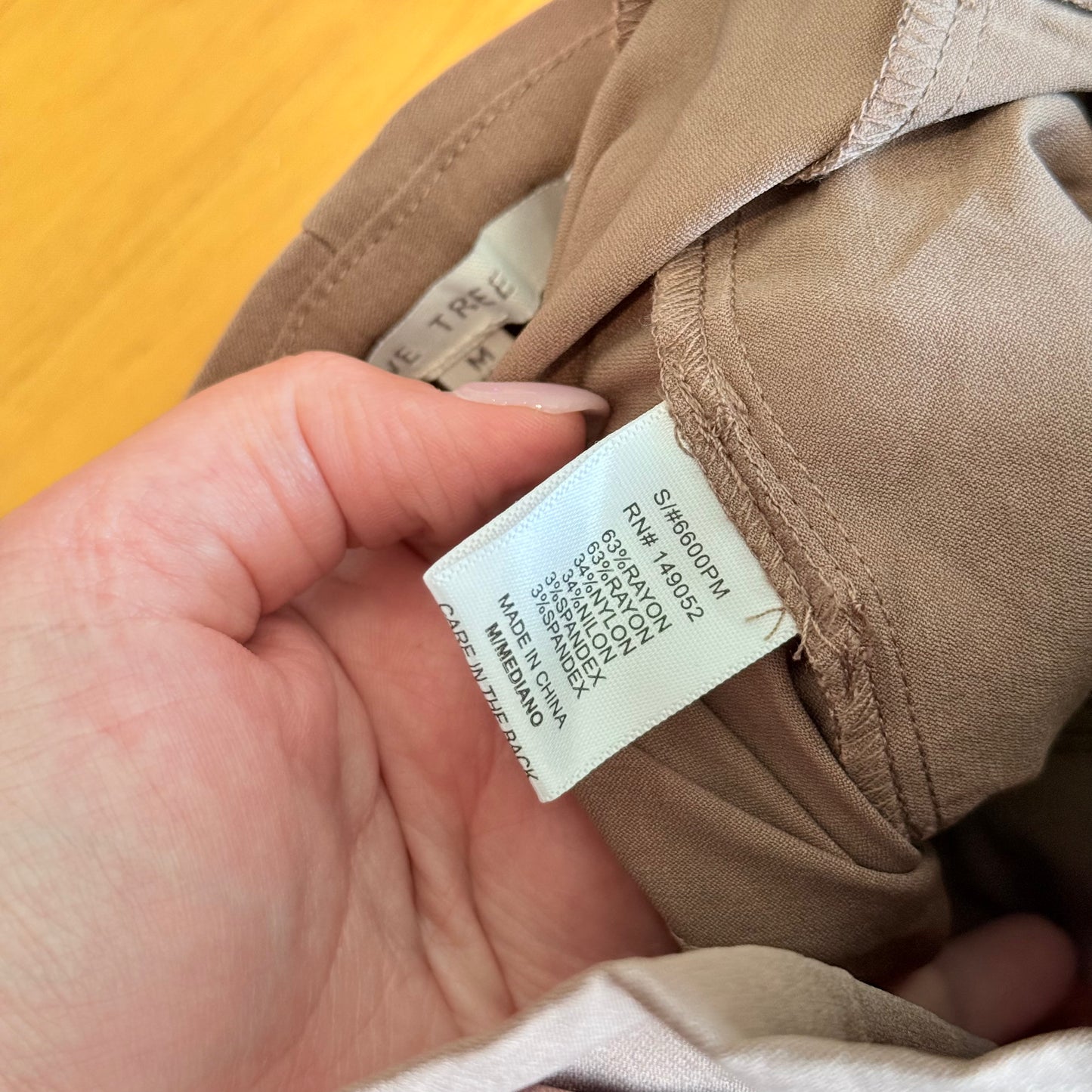 Love Tree Size M Rayon Beige Tie-Waist Pants