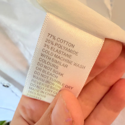 YD Size S White Shirt Black Patterned Trim