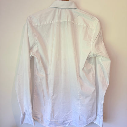 YD Size S White Shirt Black Patterned Trim