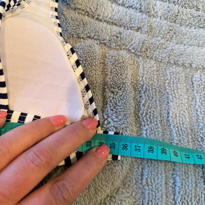 Navy and White Striped Fixed Triangle Bikini Top
