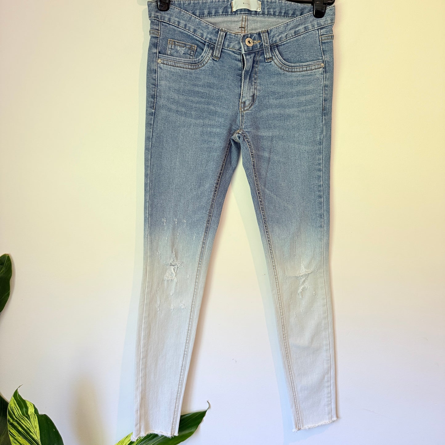 Blitz Size 70cm waist Skinny Jeans Ombre Blue to White Wash