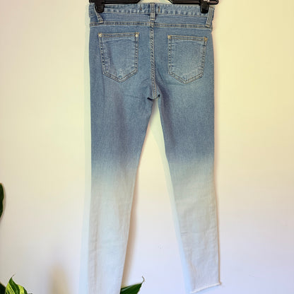 Blitz Size 70cm waist Skinny Jeans Ombre Blue to White Wash