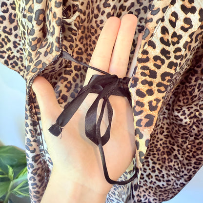 Cotton On Body Size M/L Leopard Print Satin Kimono Robe