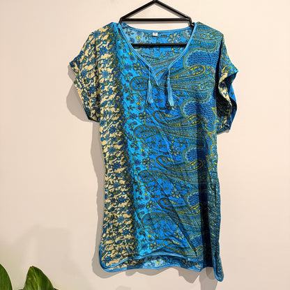 Paisley Print Tunic Blue - M