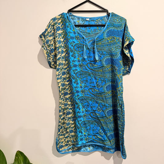 Paisley Print Tunic Blue - M