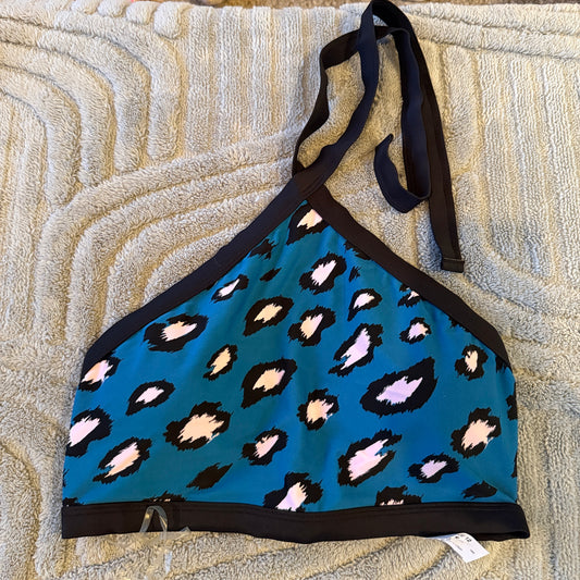 NOW Contrast Bind Crop Bikini Top – Teal Animal Print – Size 12