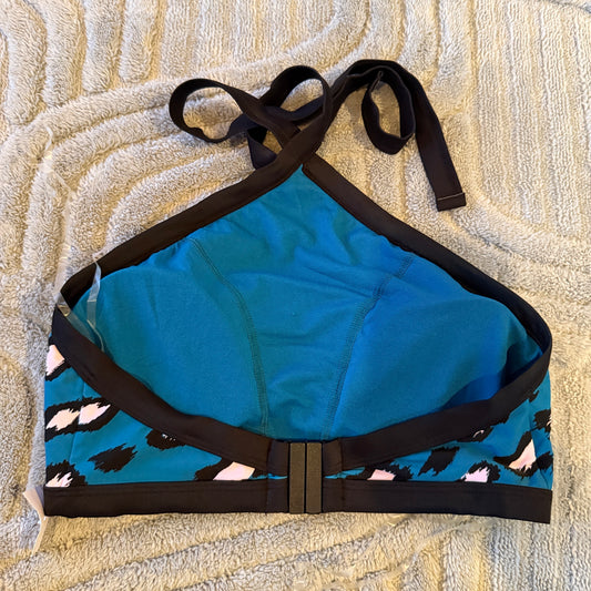 NOW Contrast Bind Crop Bikini Top – Teal Animal Print – Size 12