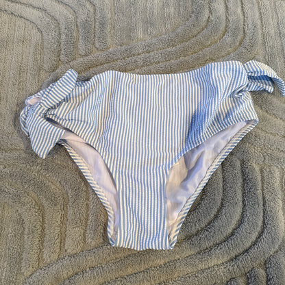 Miss Shop Seersucker Tie-Side Bikini Bottoms Blue Stripe Size 10