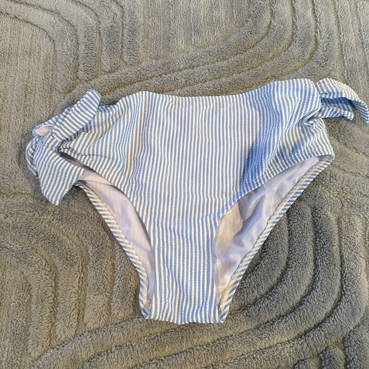 Miss Shop Seersucker Tie-Side Bikini Bottoms Blue Stripe Size 10