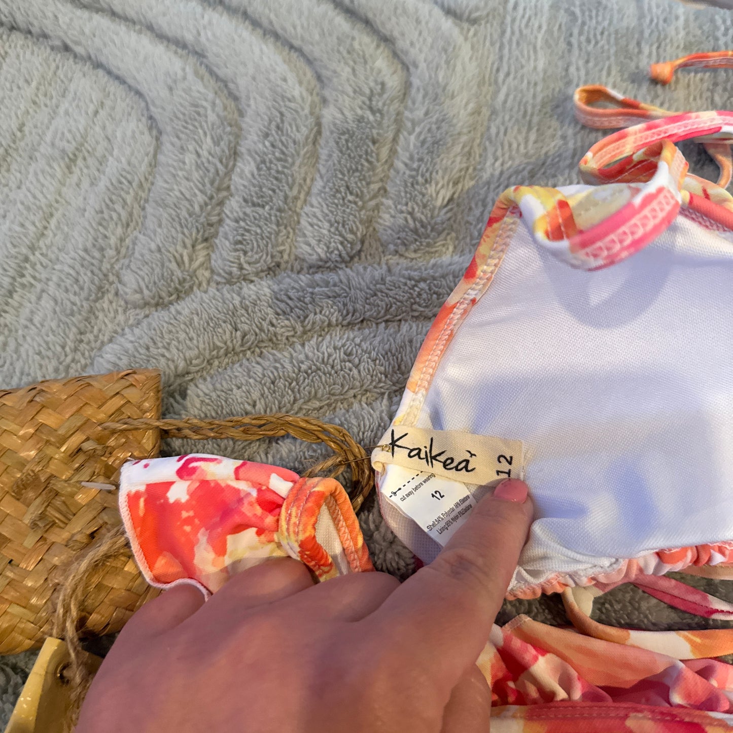 Kaikea Tropical Ruffle Triangle Bikini Set Pink Floral