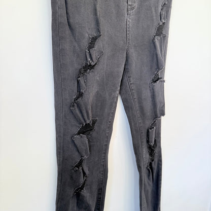 Glasson Size 10 Black Skinny Leg Distressed Jeans