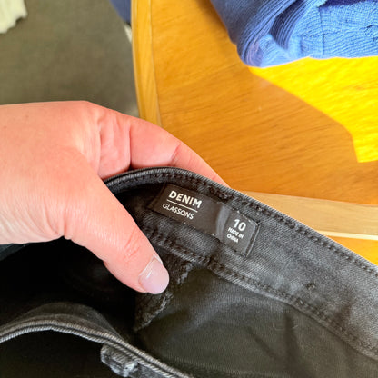 Glasson Size 10 Black Skinny Leg Distressed Jeans