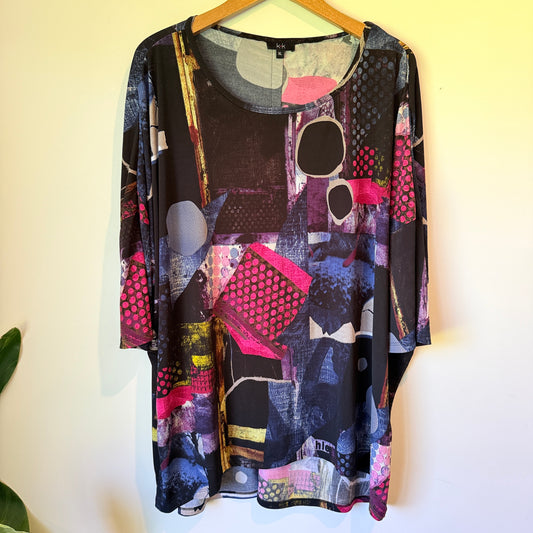 K&K Size XL Stretch Abstract Tunic