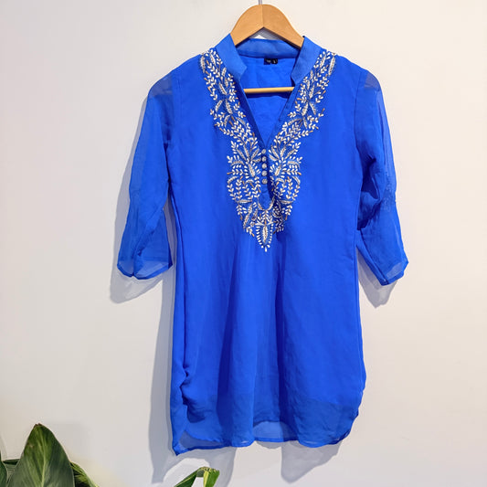 Brand Unknown Embroidered Tunic Blue - L / 42cm U/Arm