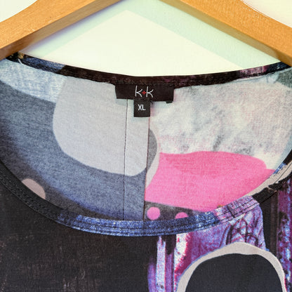 K&K Size XL Stretch Abstract Tunic