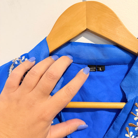 Brand Unknown Embroidered Tunic Blue - L / 42cm U/Arm