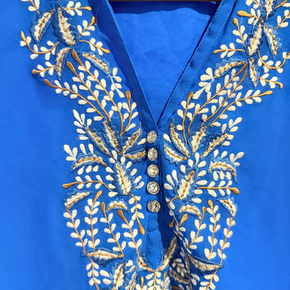 Brand Unknown Embroidered Tunic Blue - L / 42cm U/Arm
