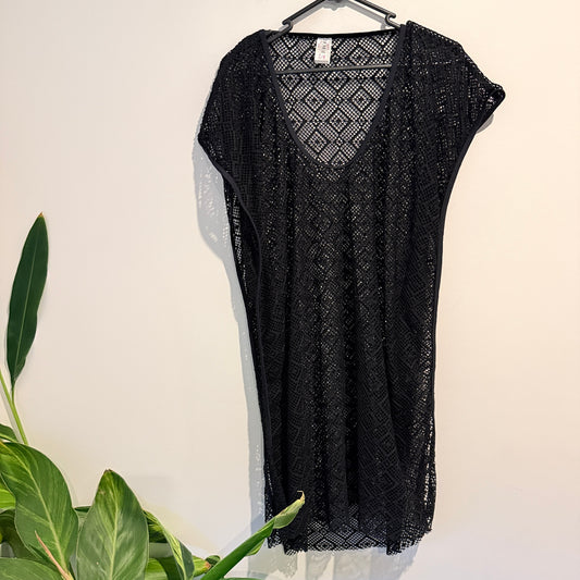 Cotton On Body Black Mesh Beach Cover-Up Dress – Size S/M
