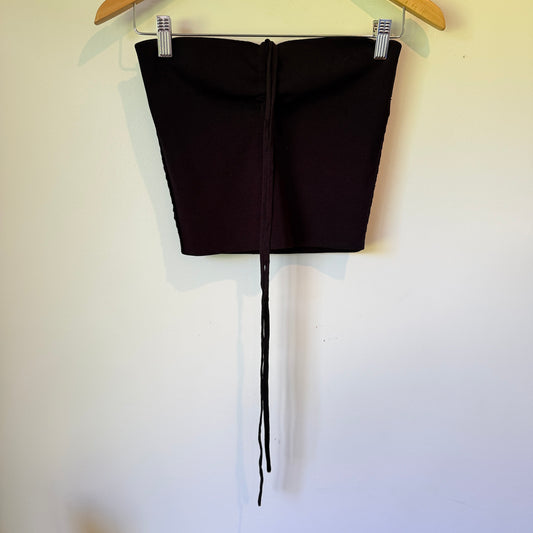 Black Ribbed Strapless Crop Top - 35cm Underarm