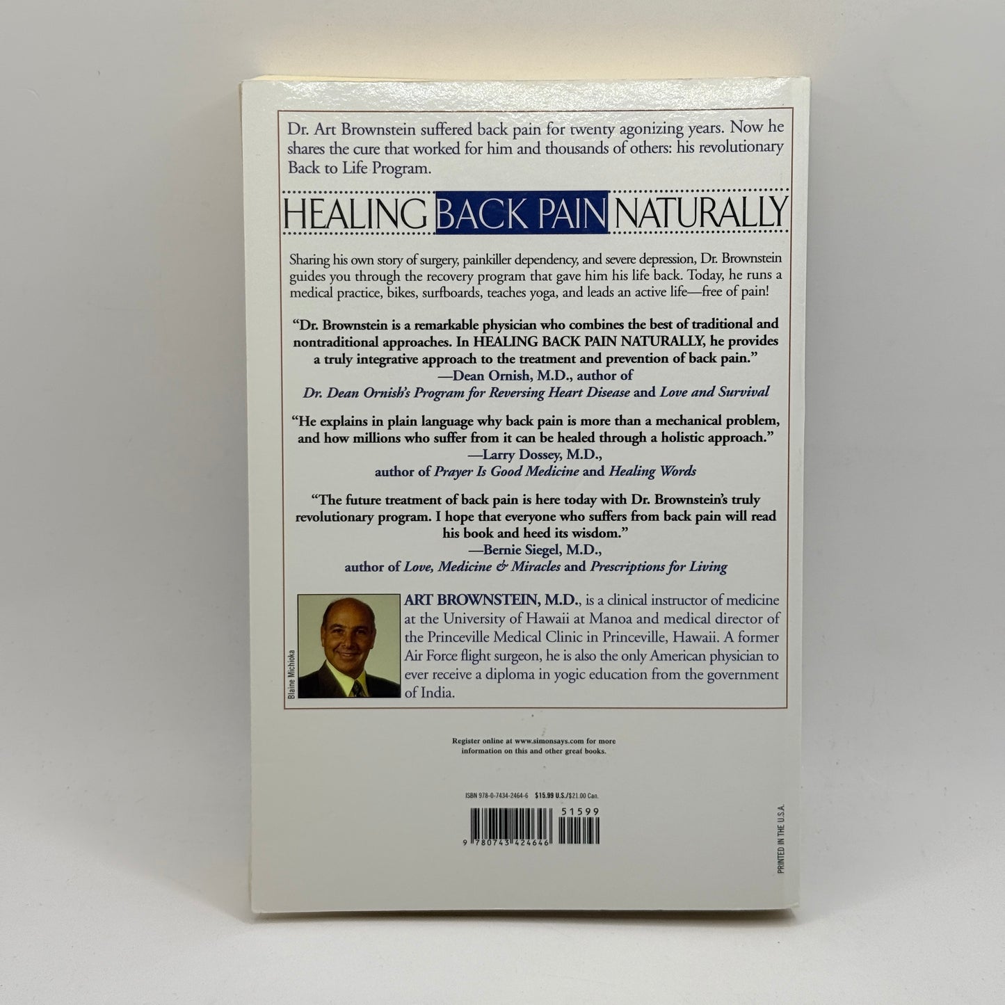 Healing Back Pain Naturally by Art Brownstein, M.D.