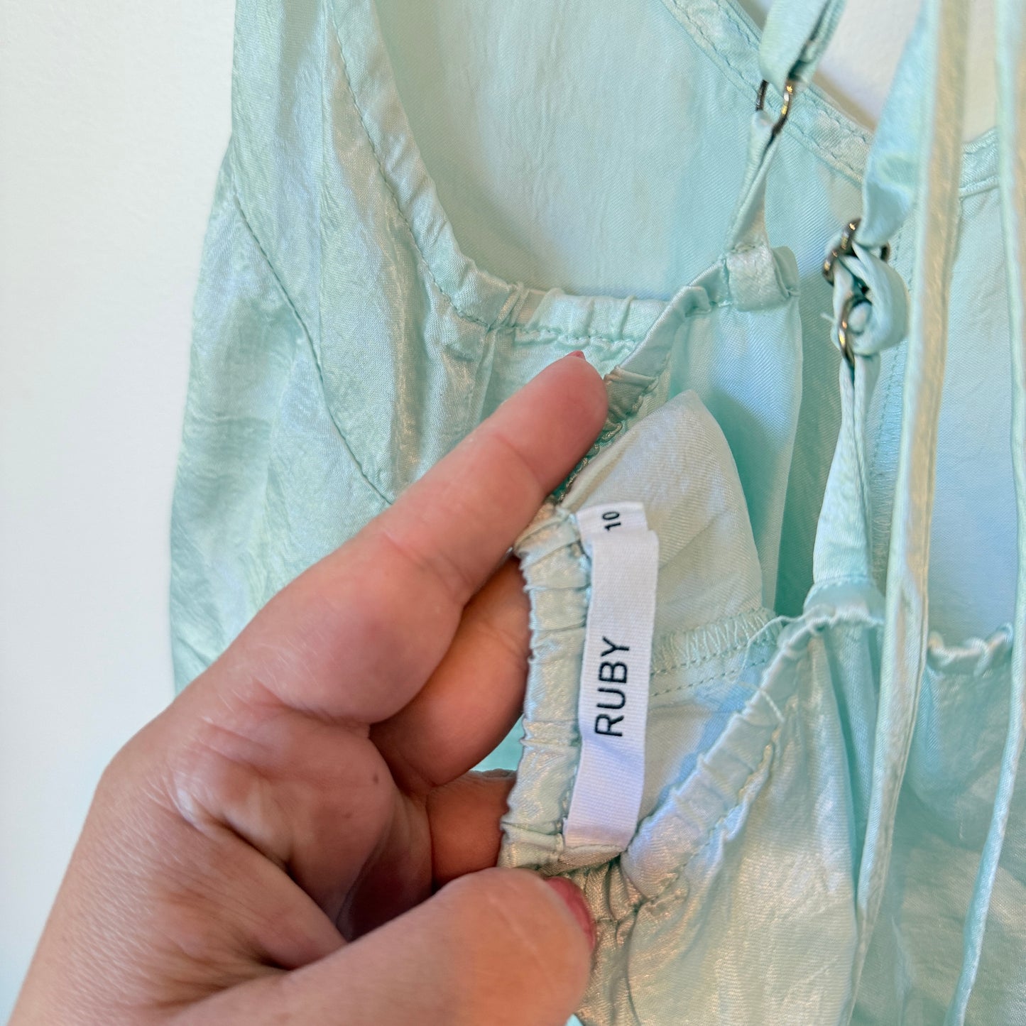 Ruby 10 NZ Made Light Blue Acetate Slip Dress