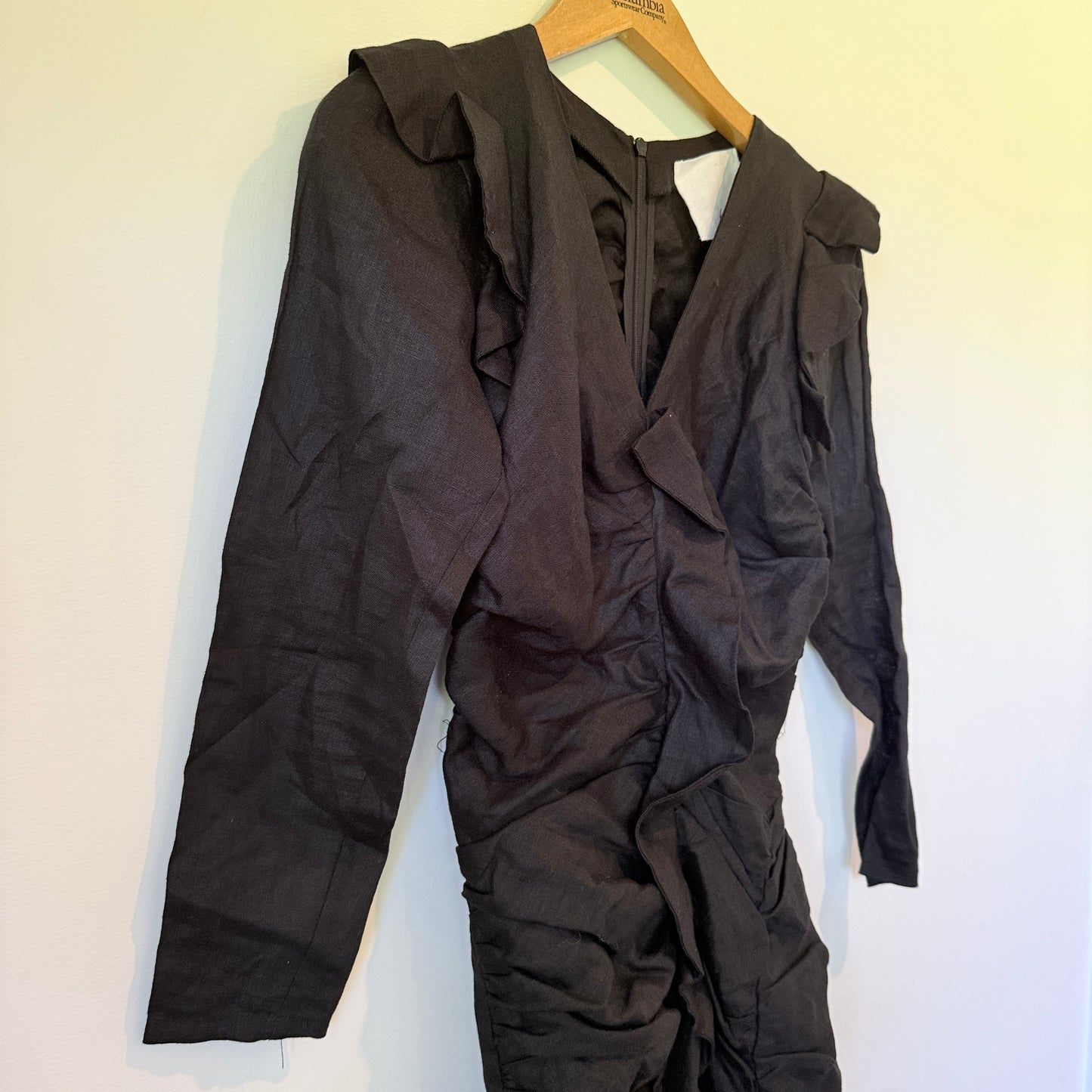 Vemain Size 6 Black Ruched Mini Dress